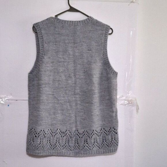 Handmade Pointelle Knit Sweater Vest Grandma Core Academia Preppy Cardigan L - Picture 7 of 7